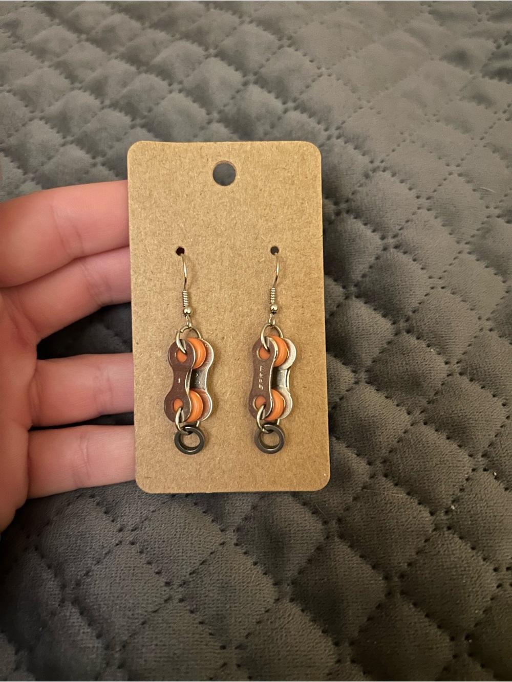 Handmade Orange and Brown Chain Link Drop Earrings